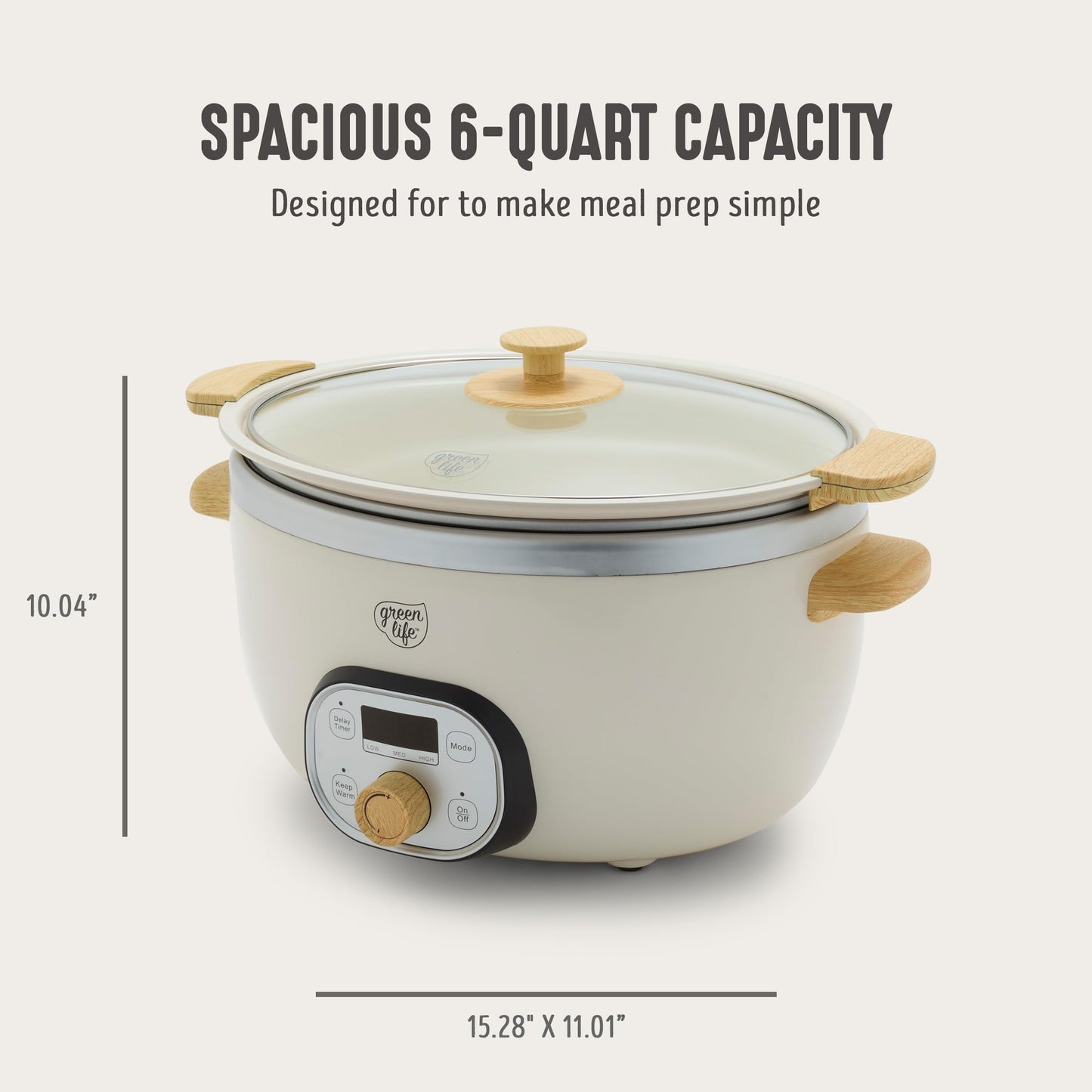 6QT Ceramic Nonstick Slow Cooker (Cream / 6 Quarts)