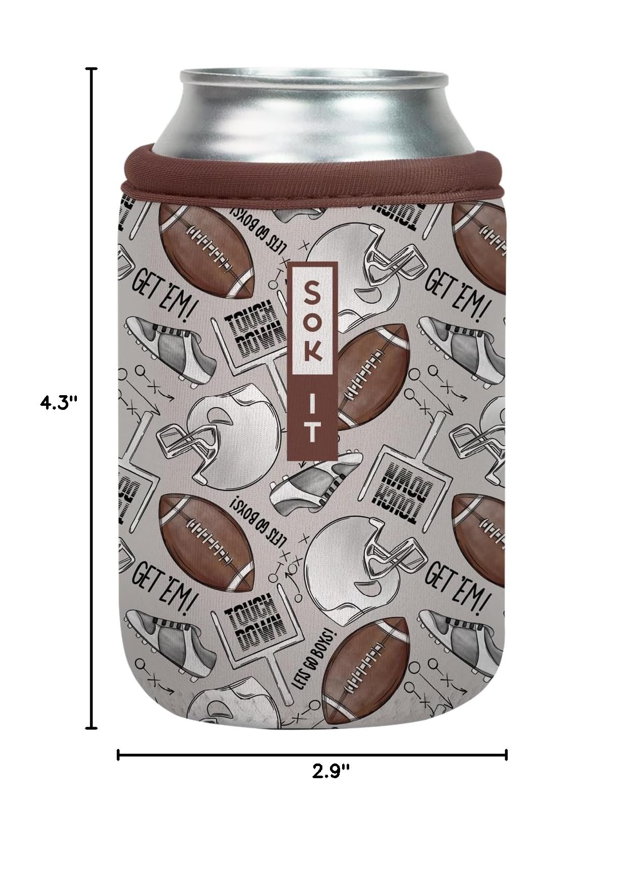 CanSok Sleeve for Beer & Soda Insulated Neoprene Cover (Football / 12oz Can Sleeve)