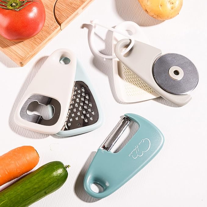 Kitchen Gadgets Set 5 Pieces, Stackable Cooking Tools Space Saving for Small Kitchen, Accessories for RV Camper Inside Dishwasher Safe (Blue)