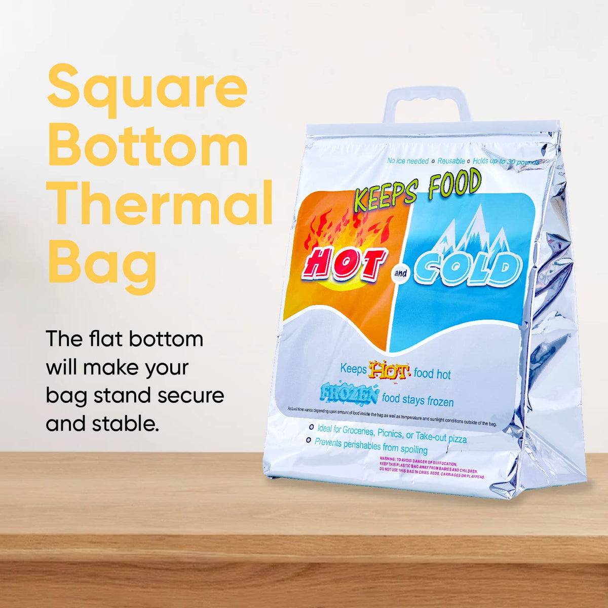 Hot and Cold Insulated Bags for Food Delivery (Medium (Lunch Size))