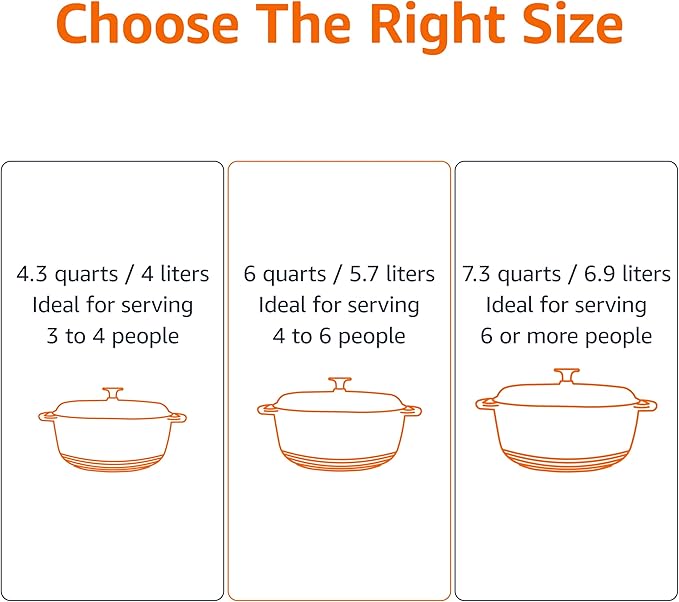 Amazon Basics Enameled Cast Iron Dutch Oven Pot with Lid, Round, Dual Handles, Heavy-Duty, Oven Safe for Stews, Roasting, Baking, 6-Quart, Matte White