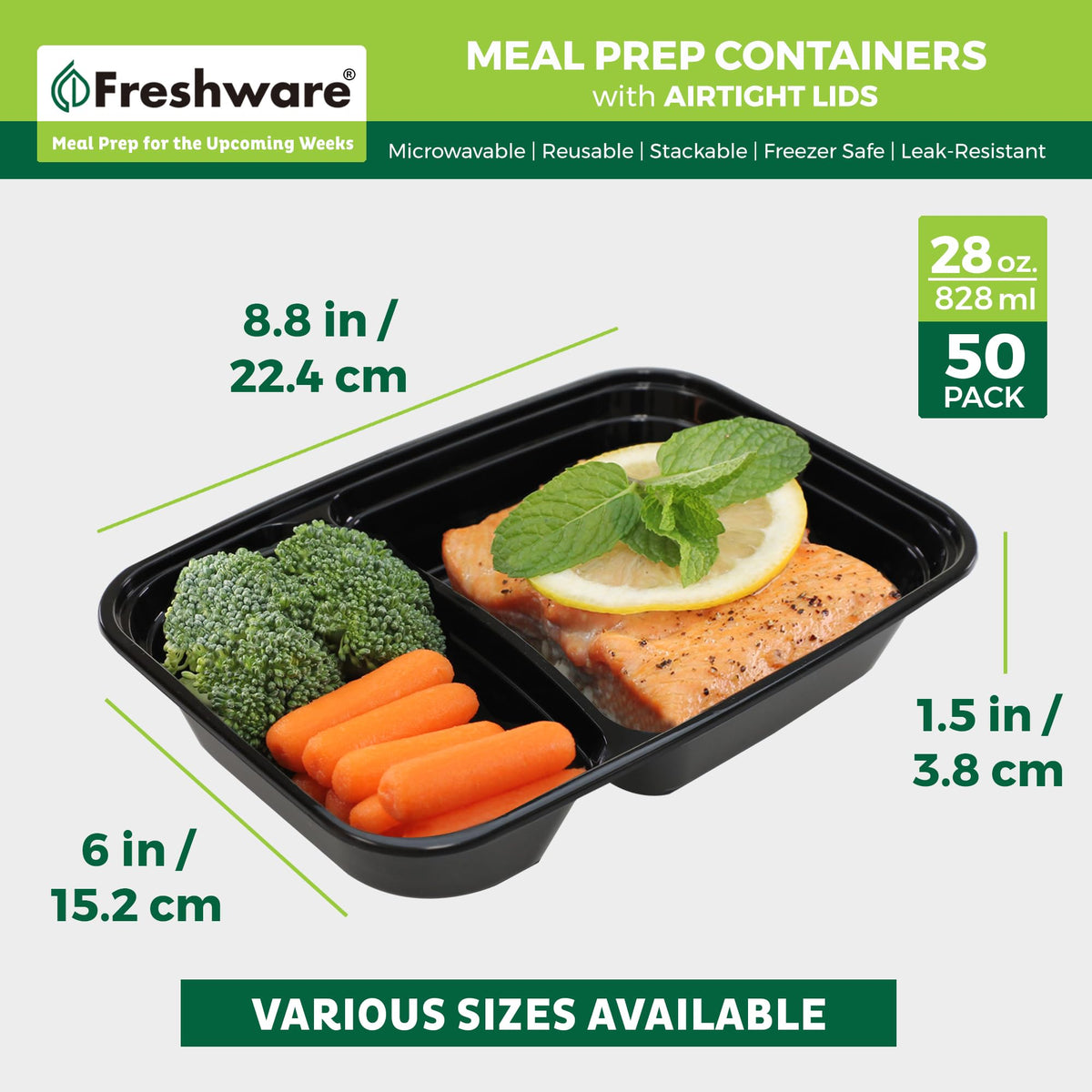 Meal Prep Containers with Lids 28 oz [50 Pack] 2 (28OZ-50PK)