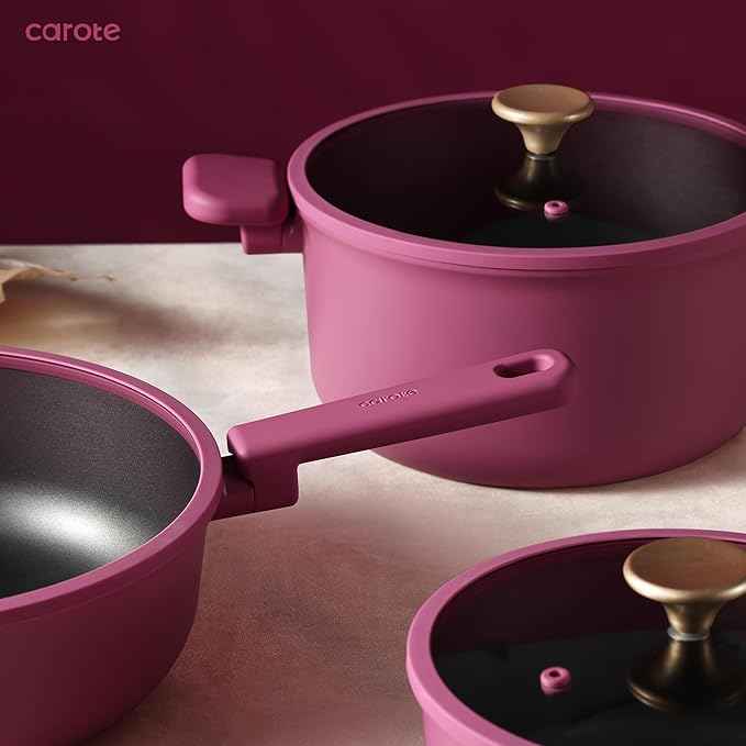 CAROTE Non Stick Pots and Pans Set, Cookware Sets Nonstick, Kitchen Cooking Set with Stay-Cool Handles,with Silicone Tools and Pot Protectors,16 Piece