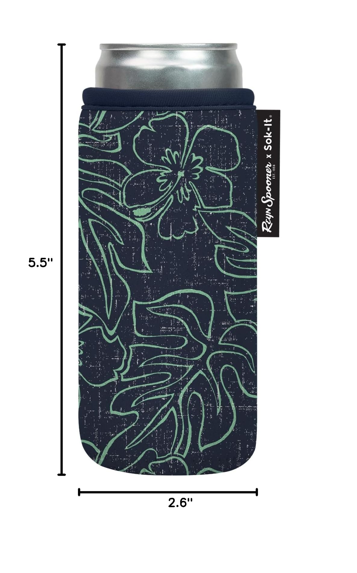 CanSok Sleeve for Beer & Soda Insulated Neoprene Cover (Reyn Spooner Monstera Ink / 12oz Slim Can Sleeve)