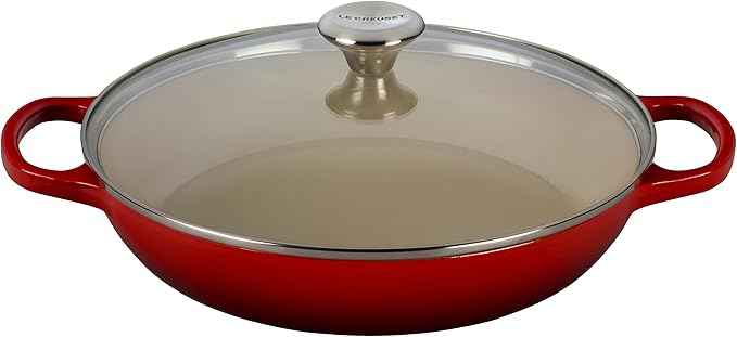 Le Creuset of America Enameled Cast Iron Buffet Casserole with Glass Lid, 3 1/2 quart, Cherry
