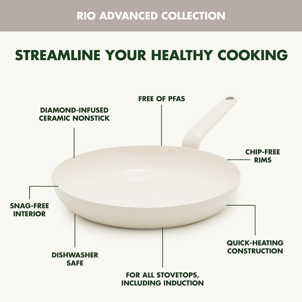 Rio Advanced 12 Piece Cookware Set (12 Piece Cookware Set / Cream White)