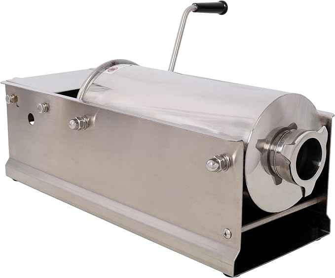 5L Manual Sausage Stuffer - Horizontal Stainless Steel Sausage Maker with 4 Nozzles & Gear Drive for Food Artisans & Small Business - Large Capacity Sausage Filler for Home Kitchen & Comme