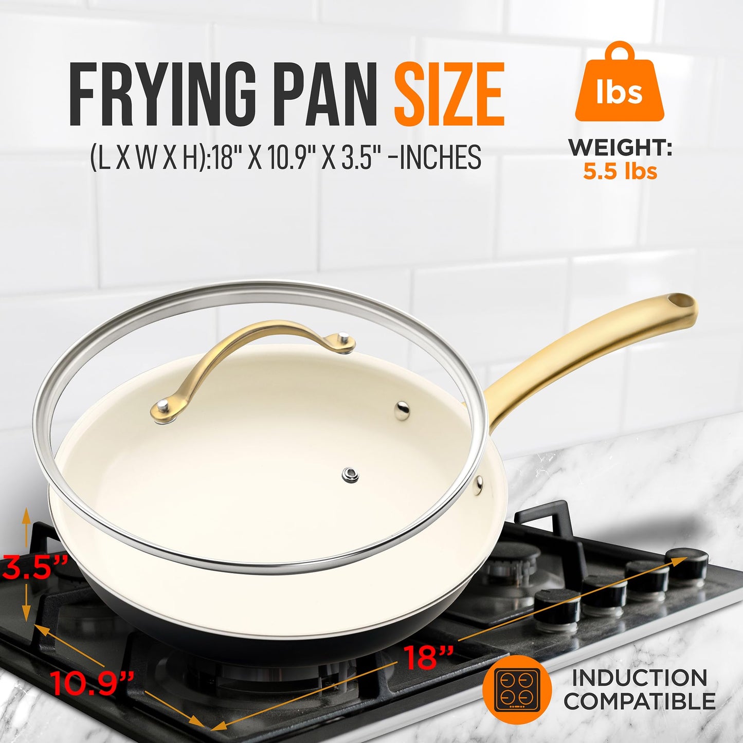 Medium Nonstick Ceramic Frying Pan with Lid (10" Frying Pan)