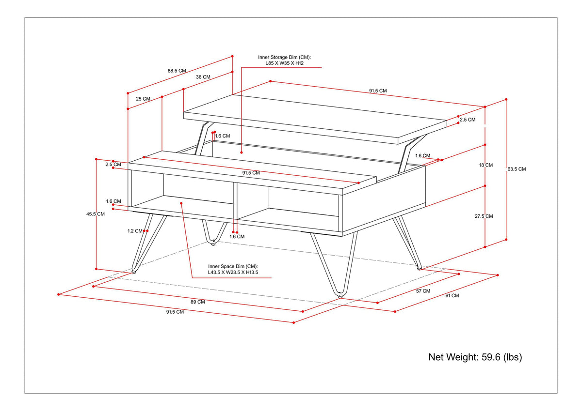 Hunter 36" Wide Solid Mango Wood Coffee Table in Natural (Lift Top Coffee Table / 36 inch / Refined Natural)