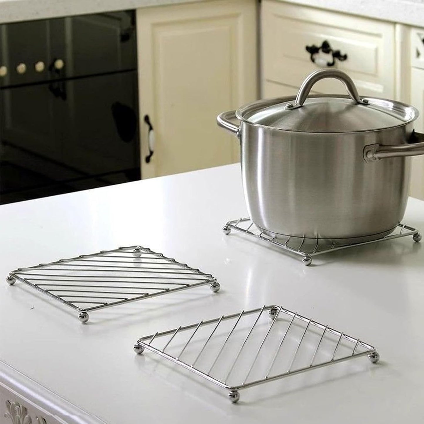 Stainless Steel Trivets Heat Resistant Insulated Hot Pads Table Dish Mat Tableware Placemat Dining Table Decor Hot Pads Cooking and Baking Pans Holder Air Fryer Oven cookie cooling racks(3pcs)