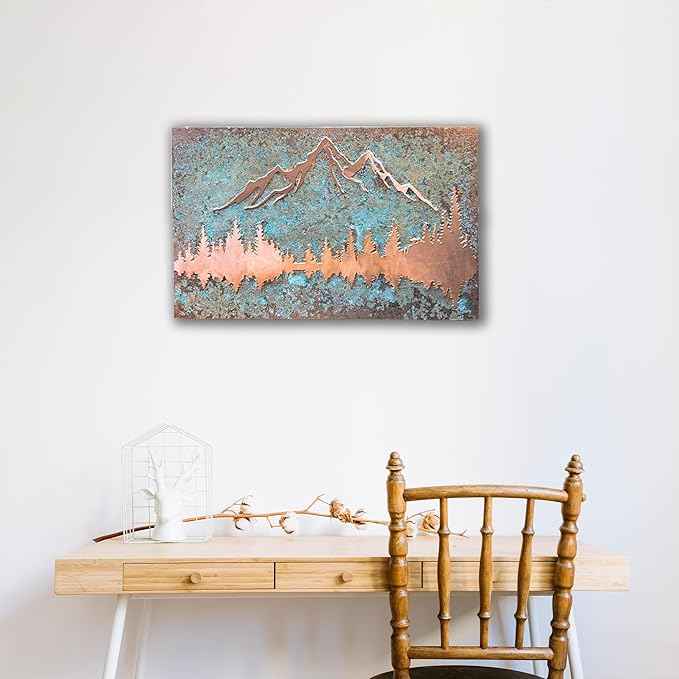 nooc art Handmade Copper Wall Art for Home, Living Room, Bedroom, Kitchen and Office Decor, Rustic Decorative Mural Art for Farmhouse Decor (Panorama of Copper, 13.7 x 19.7, Unframed)