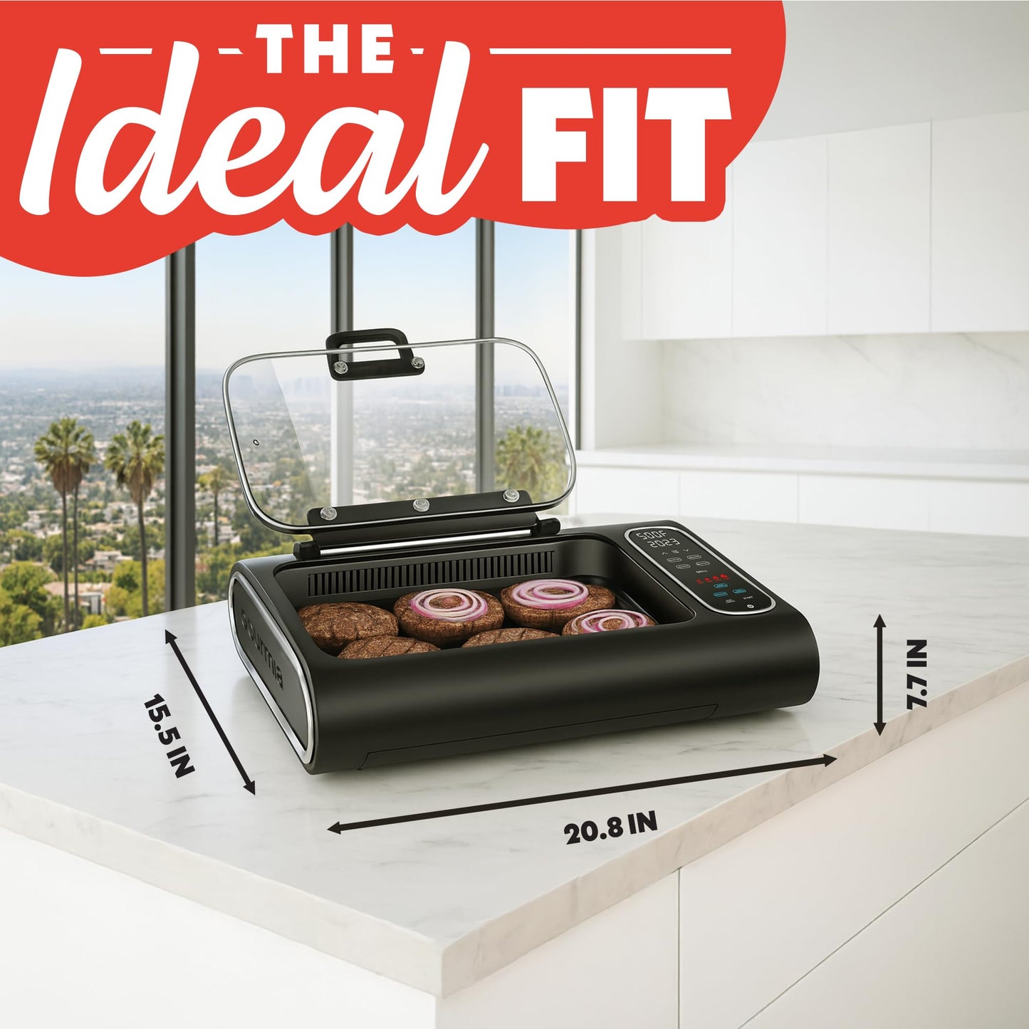 Smokeless Indoor Grill & Air Fryer raclette grill with Smoke Extracting Technology for indoor grill Extra (6Q)