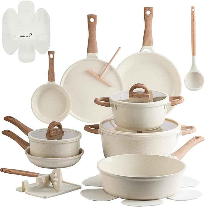 Pots and Pans Set Non Stick Ceramic Cookware Set 22-Piece Nonstick Kitchen Cooking Sets Stockpot Saucepan Frying Pans