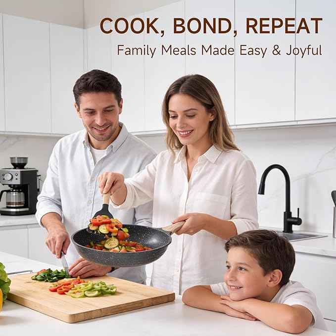 JEETEE 36Pcs Pots and Pans Set Non Stick, Cookware Set Non toxic Kitchen Healthy Induction Cooking Set W/Griddle, Sauté Pan, Baking Trays & Pancake Rake (PFOA, PFAS Free)