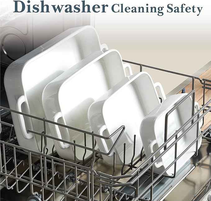 ONEMORE Casserole Dishes for Oven,9.5"x15.4" Baking Dishes Set of 4,Ceramic Bakeware Sets with Handles for Cooking, Baking,Serving, Wedding and Gifting, Baking Pan White , Microwave & Dishwasher Safe(7.5"/11.2"/13.4"/15.4")