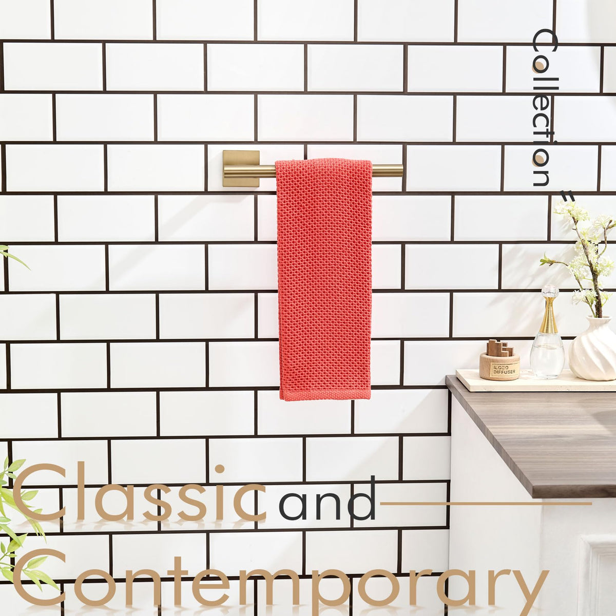 Bathroom Towel Bar Hand Towel Holders Wall Mount Toilet Kitchen Cabinet Paper Holder Stainless Steel Bath Hardware Champagne Bronze (Champagne Bronze / 1 Pack)