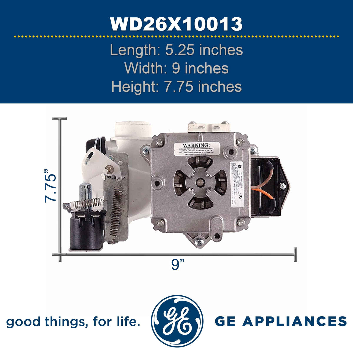 WD26X10013 Genuine OEM Pump and Motor Assembly for GE Dishwashers