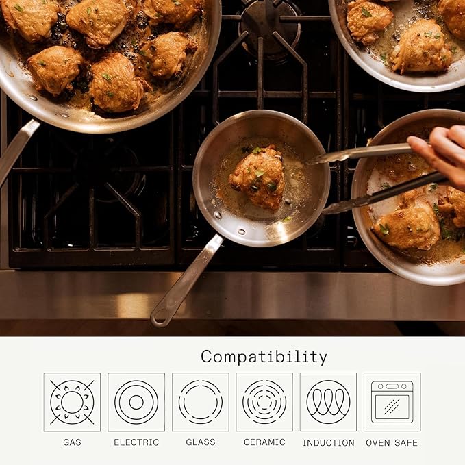 Made In Cookware - 8-Inch Stainless Steel Frying Pan - 5 Ply Stainless Clad - Professional Cookware - Crafted in Italy - Induction Compatible