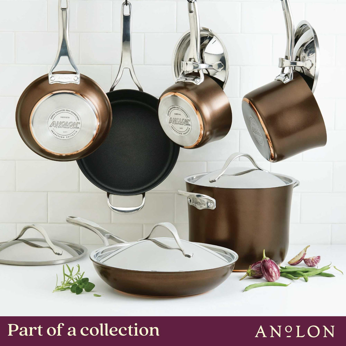 83852 Nouvelle Copper Hard Anodized Nonstick Cookware Set (Cookware Set (11 Piece) / Sable)