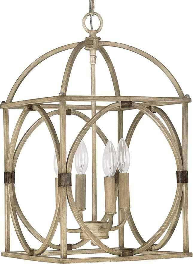 Capital Lighting 4521FO Surrey Urban/Industrial Lantern Foyer Pendant, 4-Light 240 Total Watts, 20" H x 12" W, French Oak