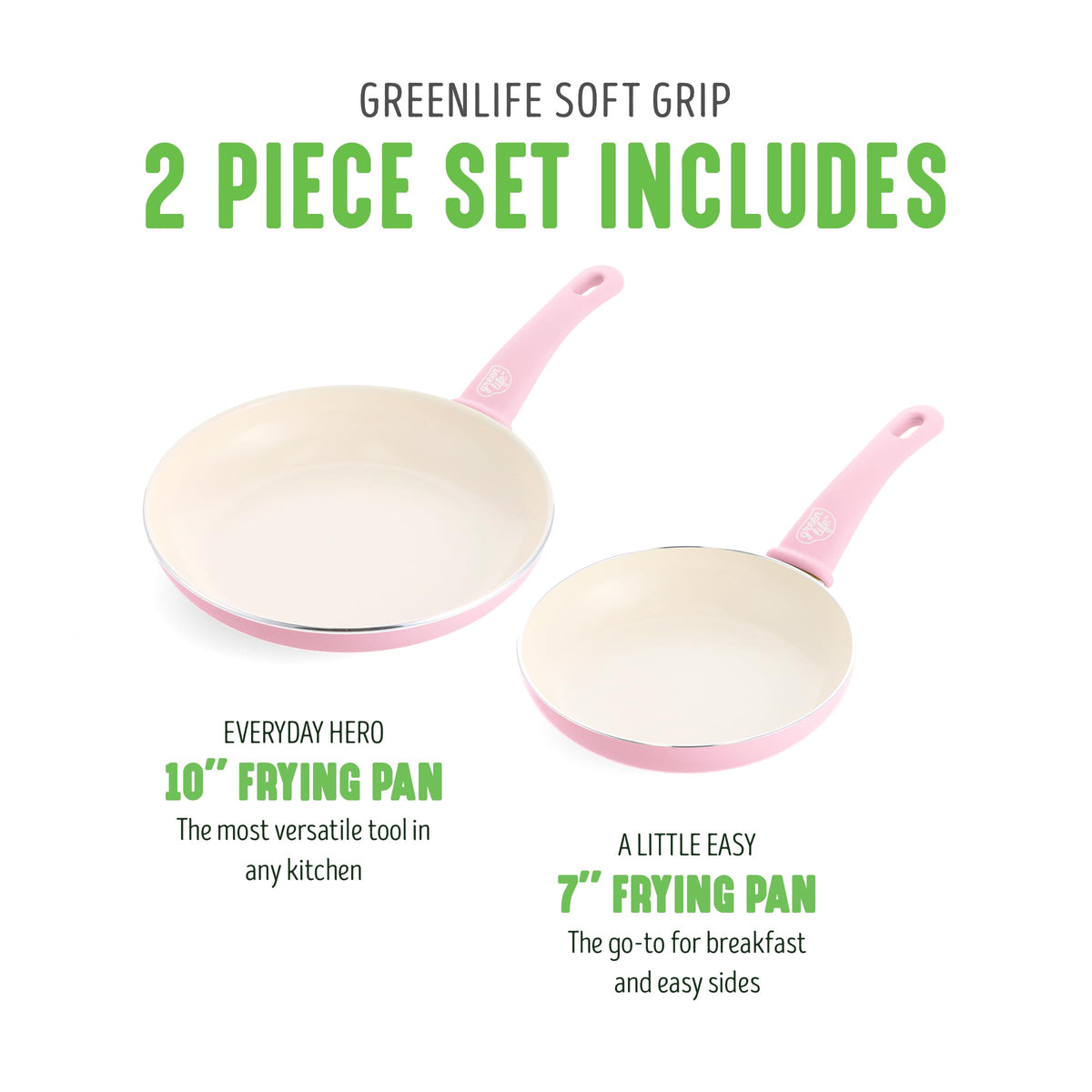 Non Stick Fry Pan Set (7" & 10" Frying Pan Skillet Set / Pink)