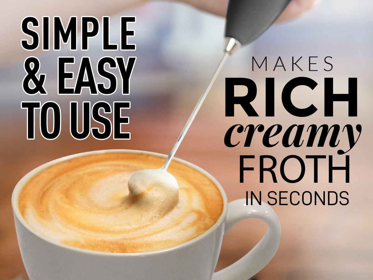 Milk Frother Handheld Electric Whisk (Zulay Black / Z1 Motor + Batteries)