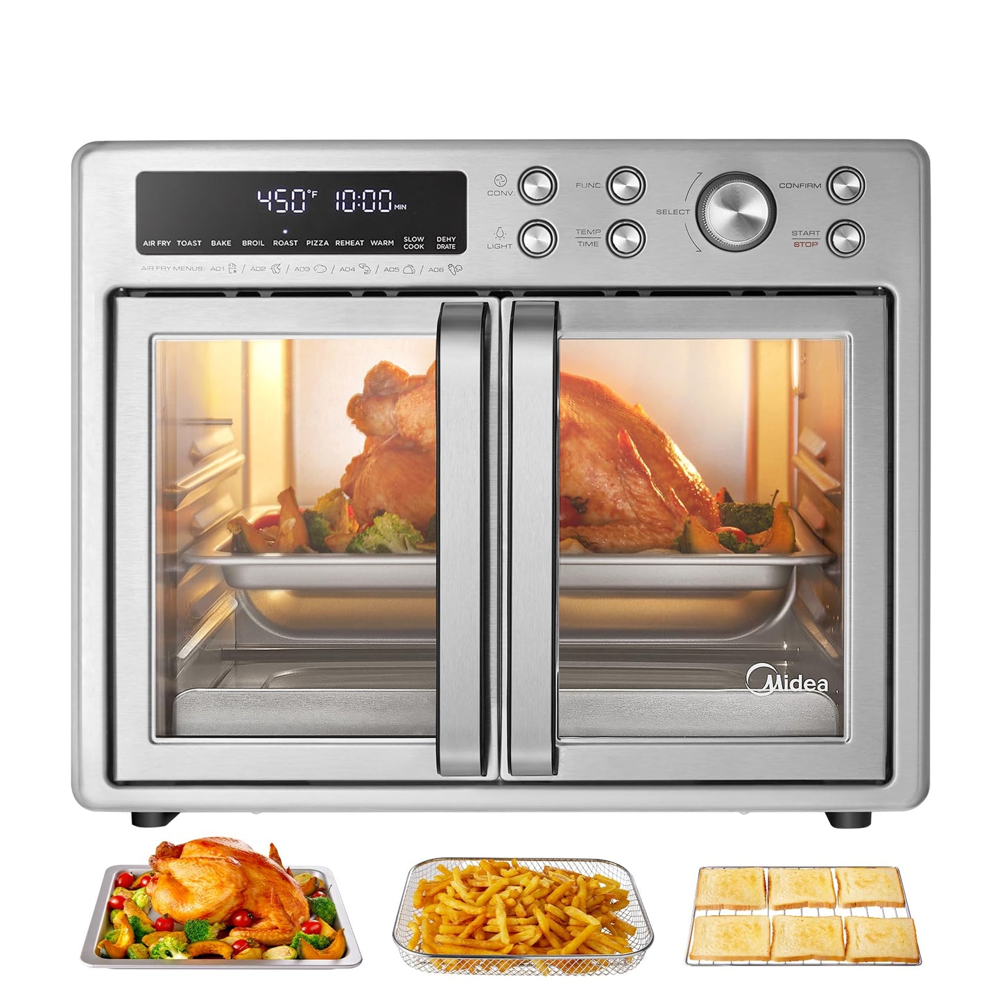Flexify Classic French Door Toaster Oven Air Fryer Combo (26.4 QT / Stainless steel)