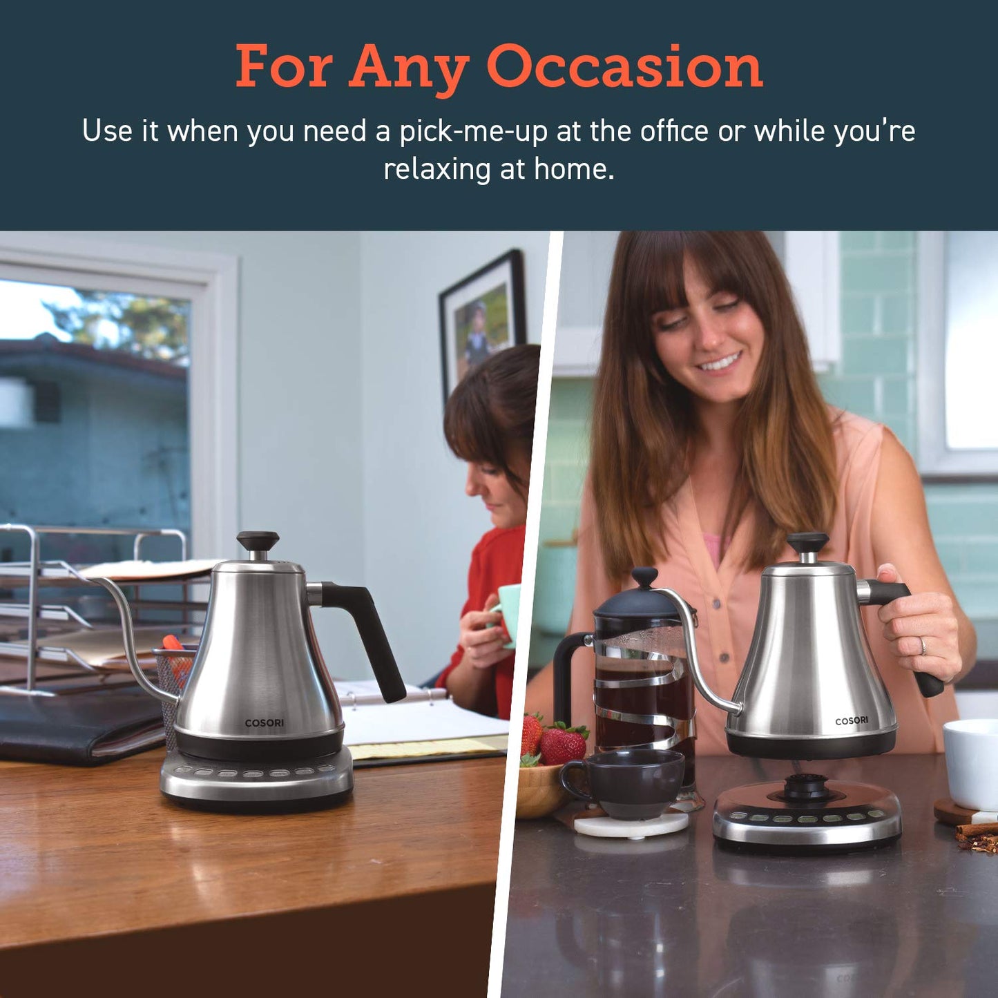 Gooseneck Electric Kettle with Temperature Control (Silver / 0.8 Quarts)
