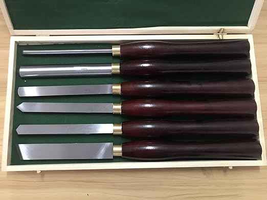 Chisel Sets,Turning Tool,Woodworking Lathe Chisel, 6 Piece Artisan Wood Turning Tools Set, HSS Steel Blades Wood Lathe Chisels, Red Beech Handle Gouge Wooden Case for Storage for The Beginner to Inte