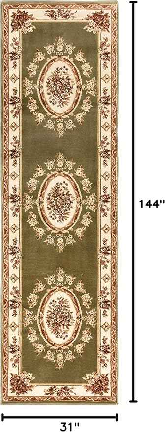 Well Woven Timeless Collection Le Petit Palais Green 3x12 Runner Luxurious Traditional French Medallion Oriental Area Rug Perfect for Living Room Bedroom or Dining Room Easy-to-Clean Durable Design