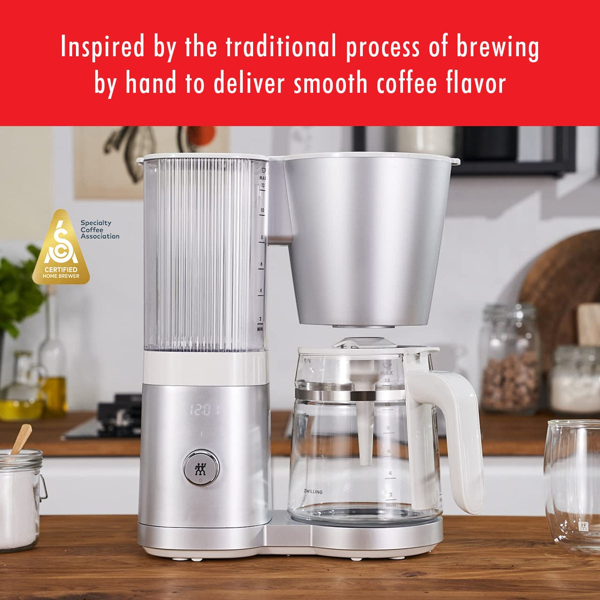 Enfinigy Glass Drip Coffee Maker 12 Cup (Silver)