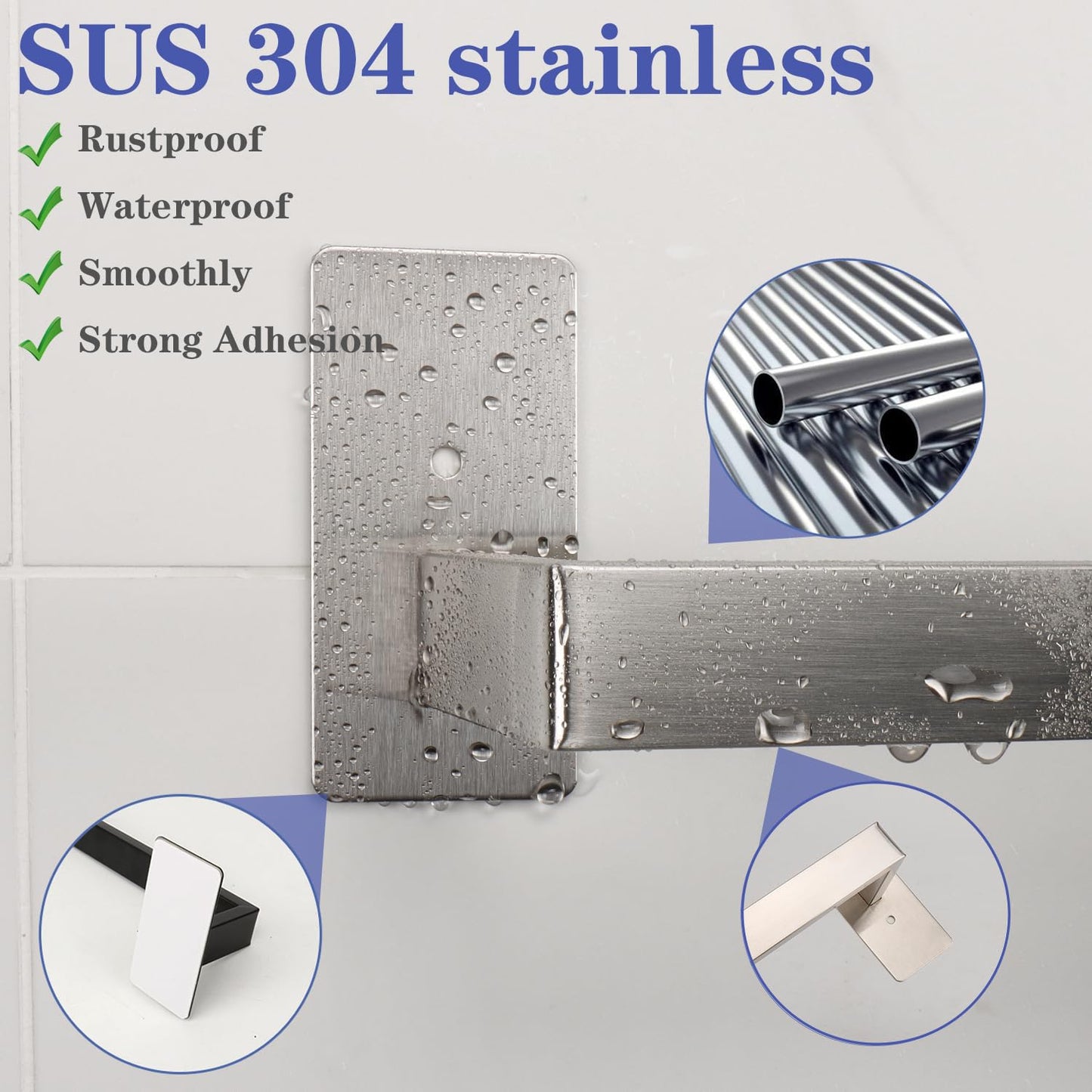 Bathroom Towel Bar Self Adhesive (Brushed Nickel / 24 IN)