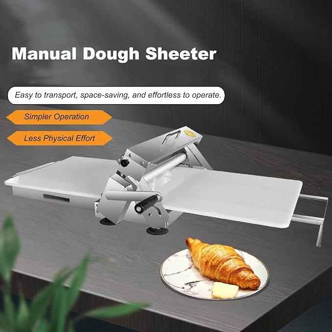 Manual Croissant and Puff Pastry Sheeter Professional Puff Pastry Machine for Bakery and Pastry - Precise Thickness Adjustment Ideal Tool for Artisans and Passionate Individuals(300 type)