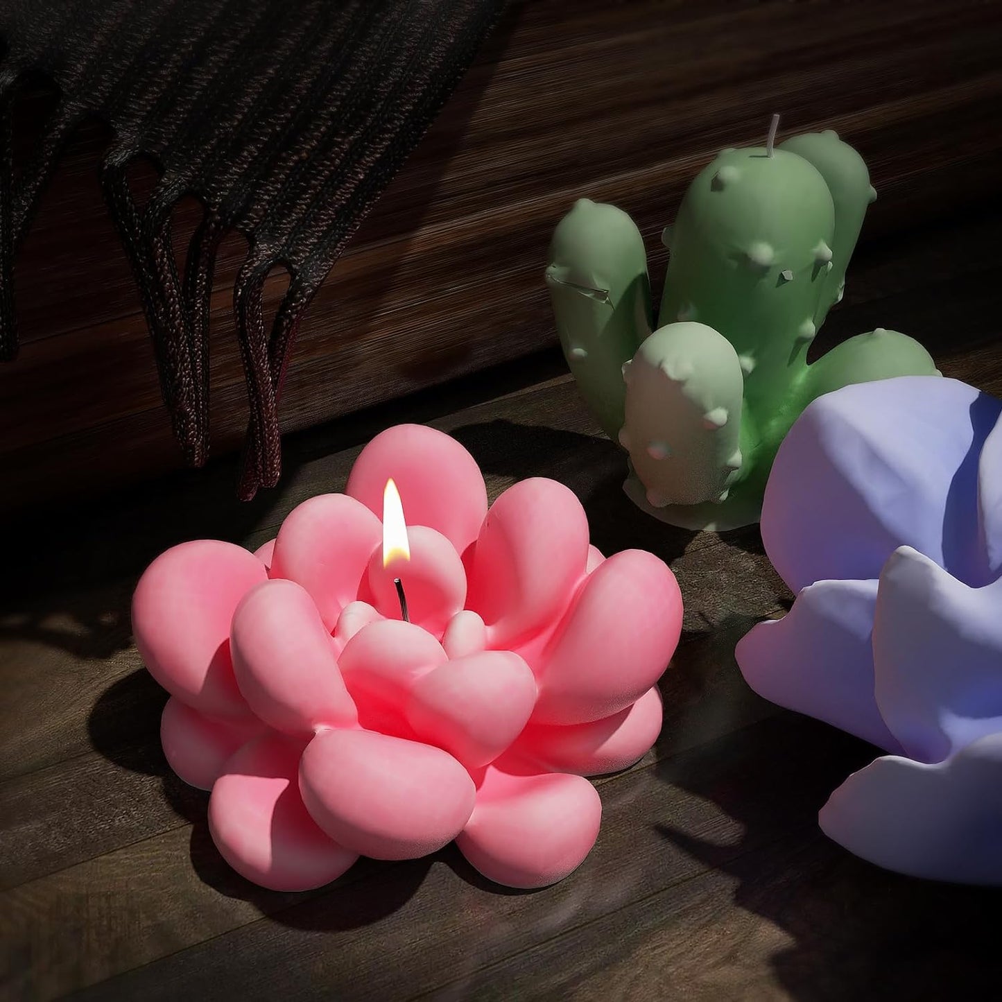 Succulent Candle Mold 16 Pcs - Resin Casting Mold for Jewelry, Clay, and Candle Making - 3D Silicone Craft Supplies