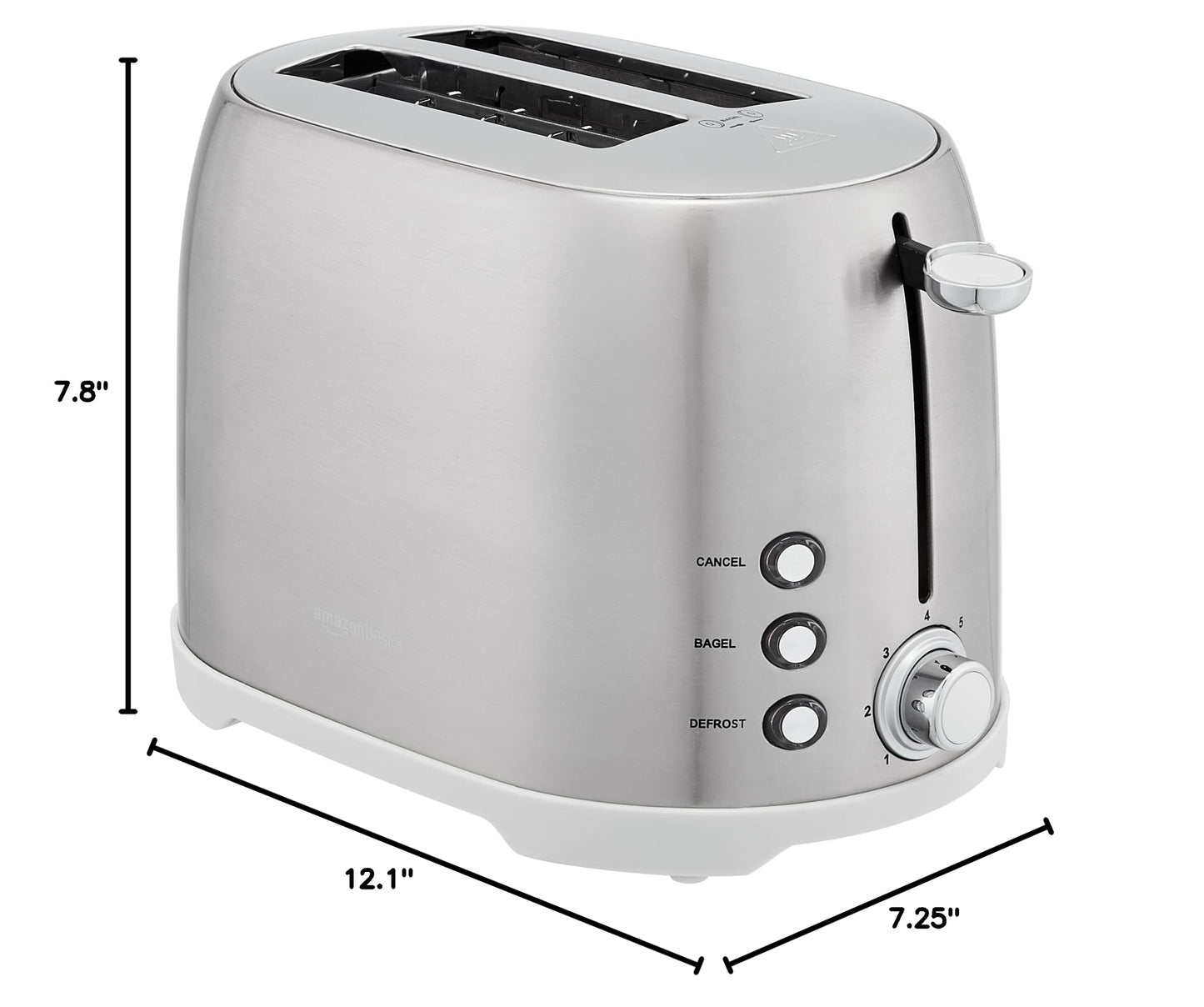 2 Slice Cool Touch Stainless Steel Toaster with 7 Browning Settings (Brushed Silver / 2 Slice / Toaster)