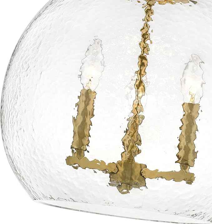 Ariella 3 Light Pendant Brushed Champagne Bronze with Hammered Clear Glass- Pendant Lights, Pendant Light, Hanging Light Fixture, Ceiling Light Fixtures, Kitchen Island Lighting