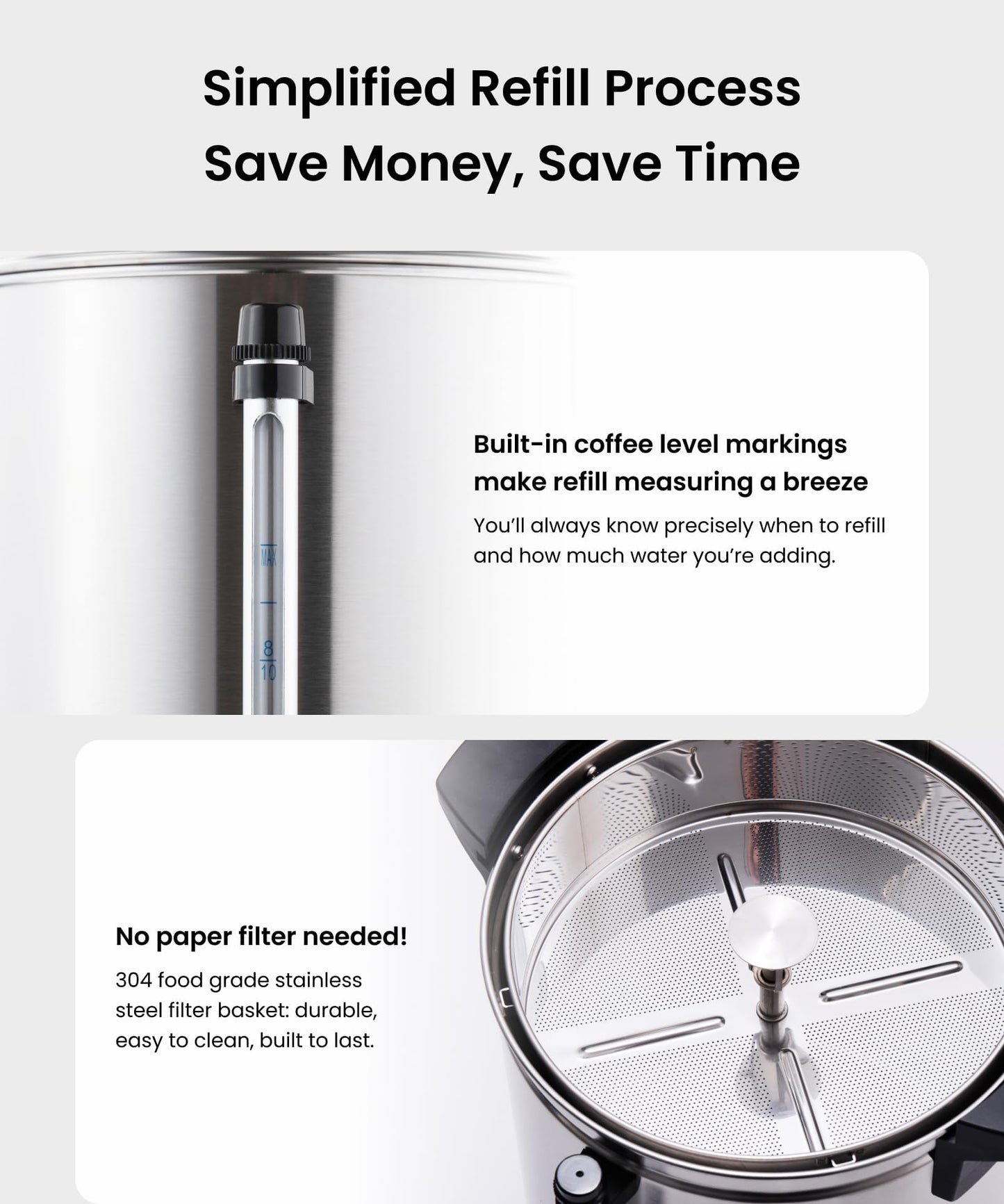 SR CP Commercial Grade Stainless Steel Percolate Coffee Maker Hot Water Urn for Catering (18L Metallic)