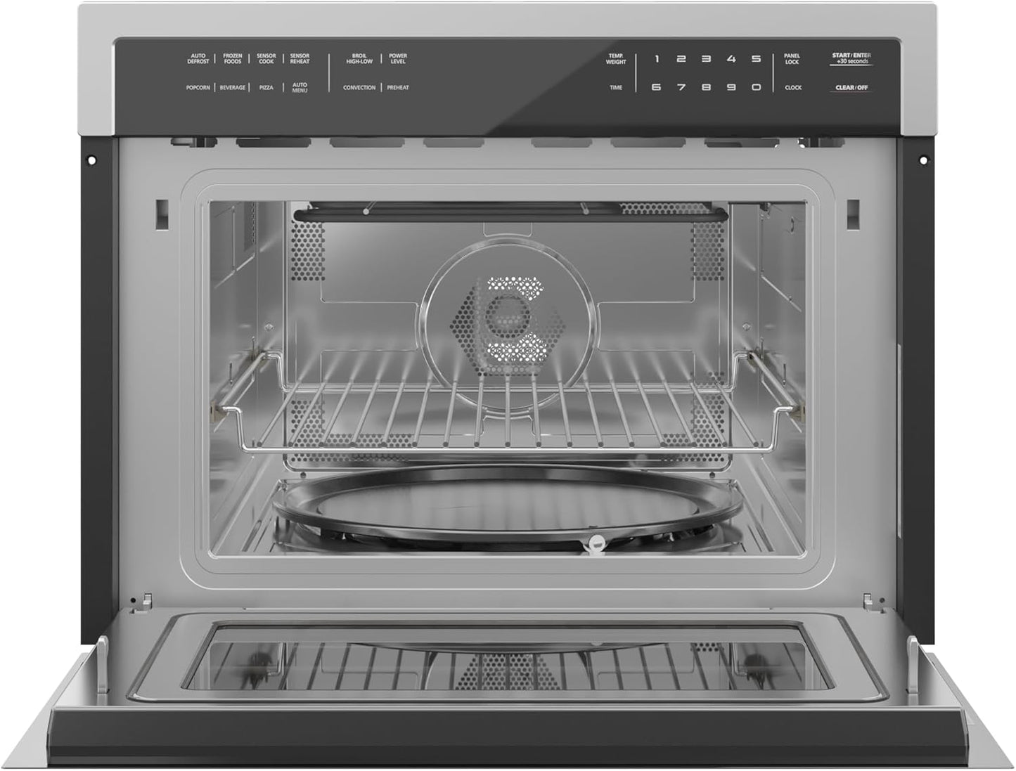 KoolMore COM-24SS 24 Inch Built-in Convection Oven and Microwave Combination with Broil, Soft Close Door, 1000 Watt Power, Stainless Steel Finish, Touch Control LCD Display, 24 in/1.6 Cu. Ft, Silver