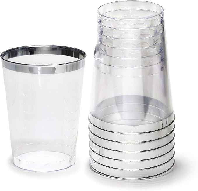 " OCCASIONS " 960 Piece set (120 Guests)-Heavyweight Wedding Party Disposable Plastic Plate Set -120 x 10.5''+ 120 x 8''+Silverware+12oz Cups+Napkins (Imperial Aqua & Silver)