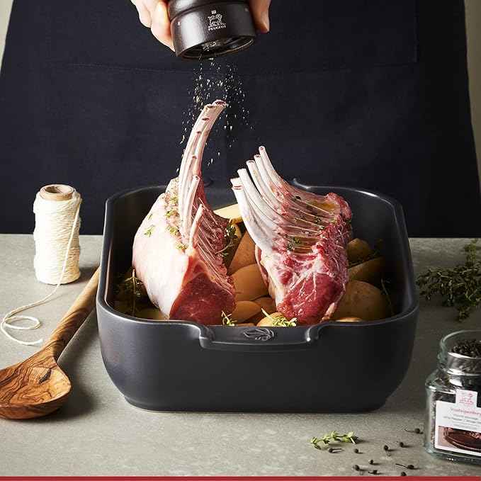 Peugeot - Appolia Rectangular Oven Dish - Ceramic Baker with Handles - Slate, 10 x 8 x 2.5 inches
