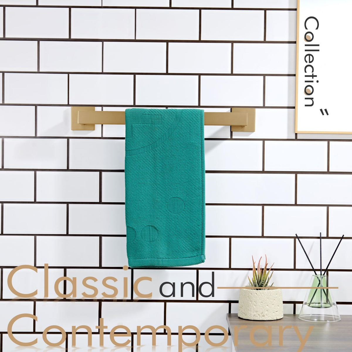 16 Inch Towel Bar for Bathroom Wall Kitchen Towels Holder Wall Mount SUS304 Stainless Steel Towel Rack (Champagne Bronze / 16-Inch)
