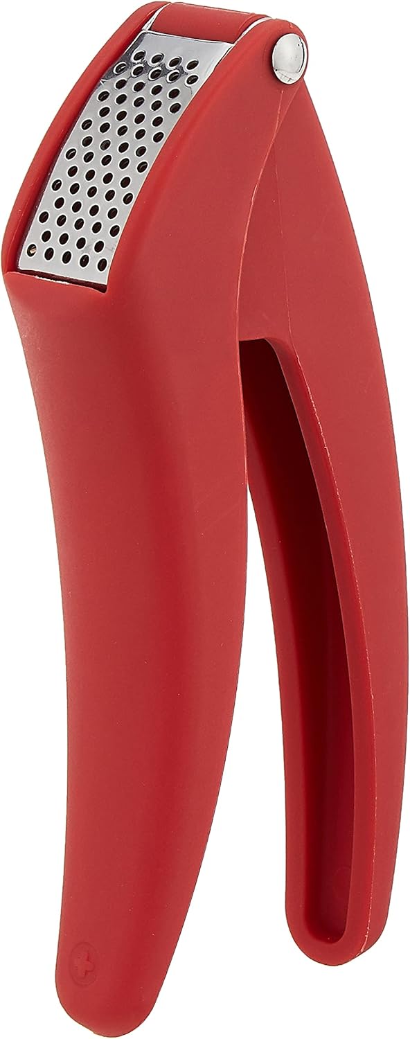 Kuhn Rikon Easy-Clean Garlic Press, No Need to Peel, 7” Red - HomeSpice