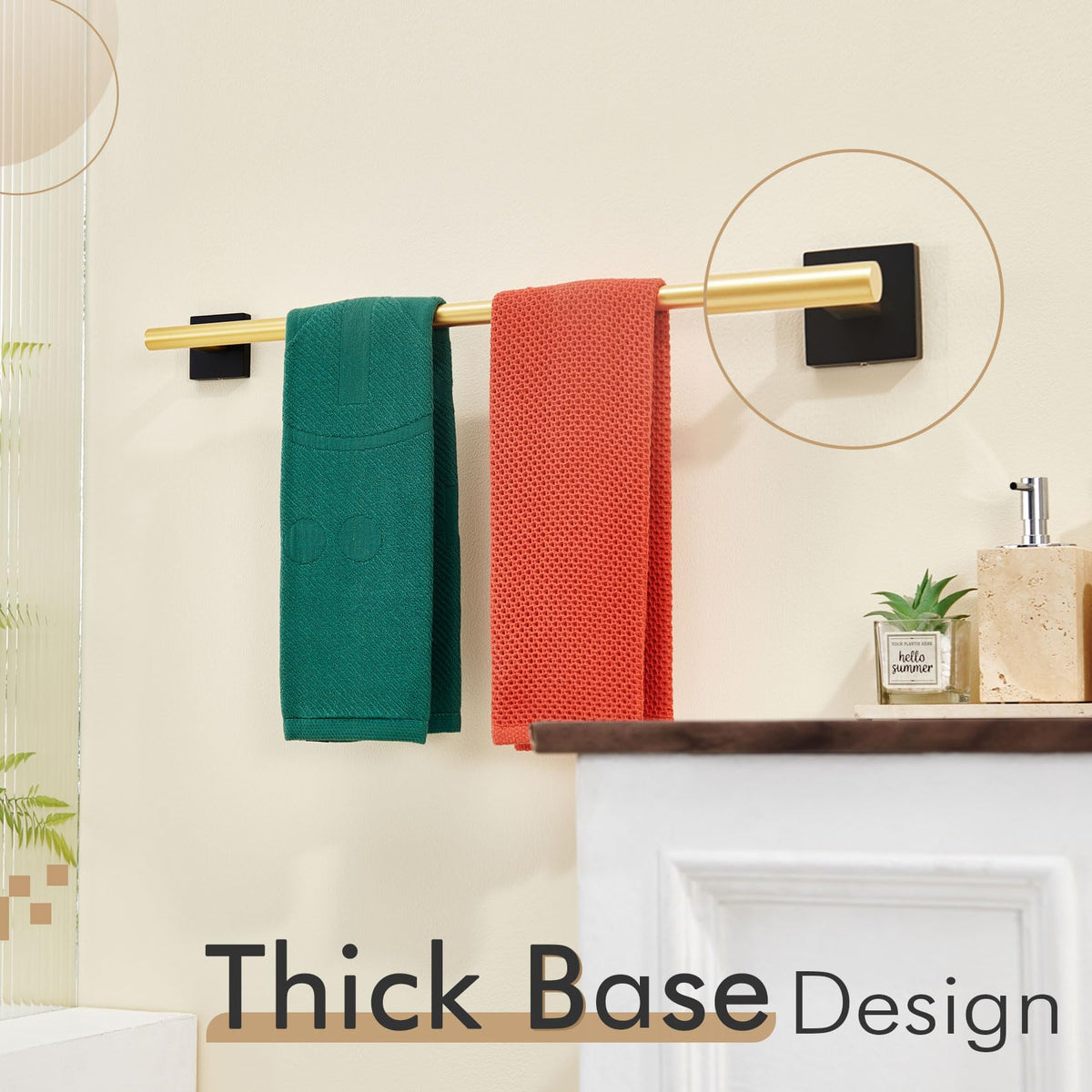Bathroom Towel Bar Bath Towel Holders for Toilet Kitchen Cabinet Wall Mount 24 Inch Black with Gold Stainless Steel B4005GDK (Black Gold / 24-Inch)