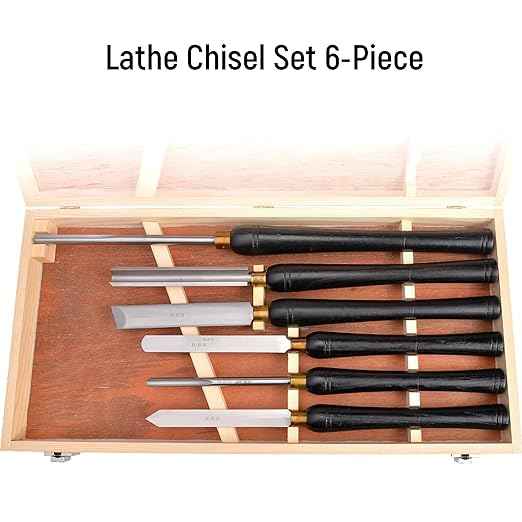 Woodworking Tools,6-Piece HSS Wood Turning Tools with High-Speed Steel Blades and Ash Handles Woodworking Tools Artisan Chisel Set with Wooden Case for Beginners