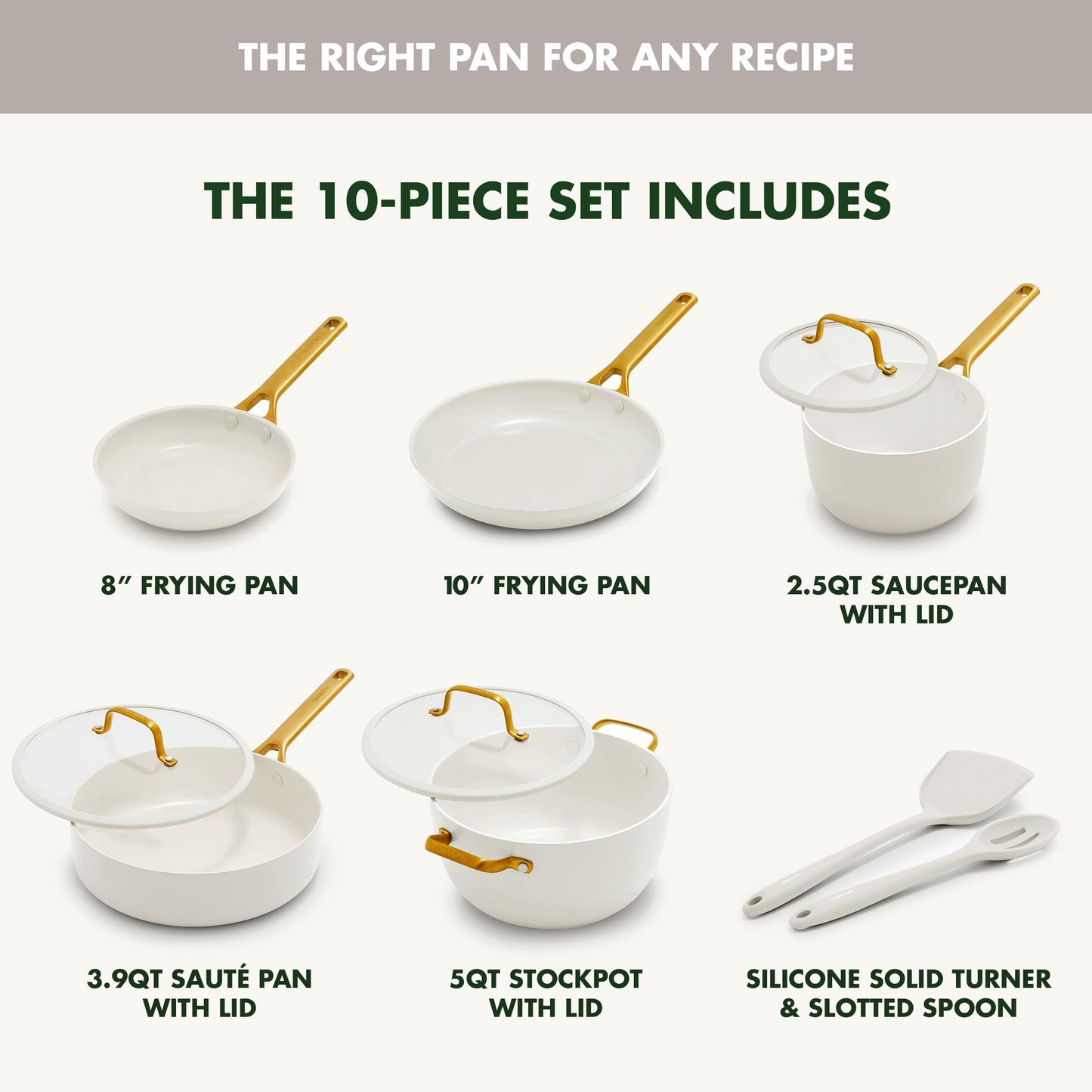 Nonstick Reserve Pro 10 Piece Cookware Set (Cream White / 10 Piece Cookware Set)