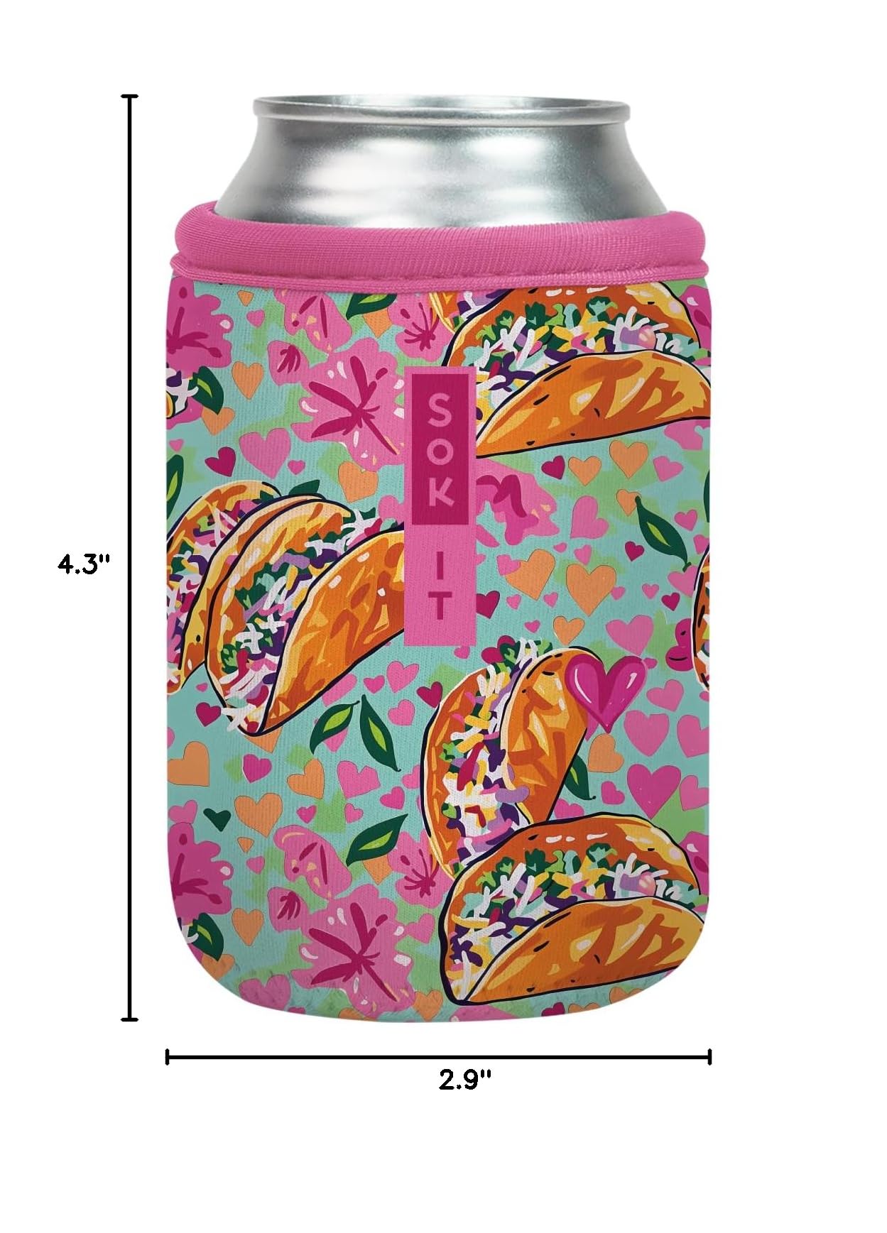 CanSok Sleeve for Beer & Soda Insulated Neoprene Cover (Taco 'Bout / 12oz Can Sleeve)