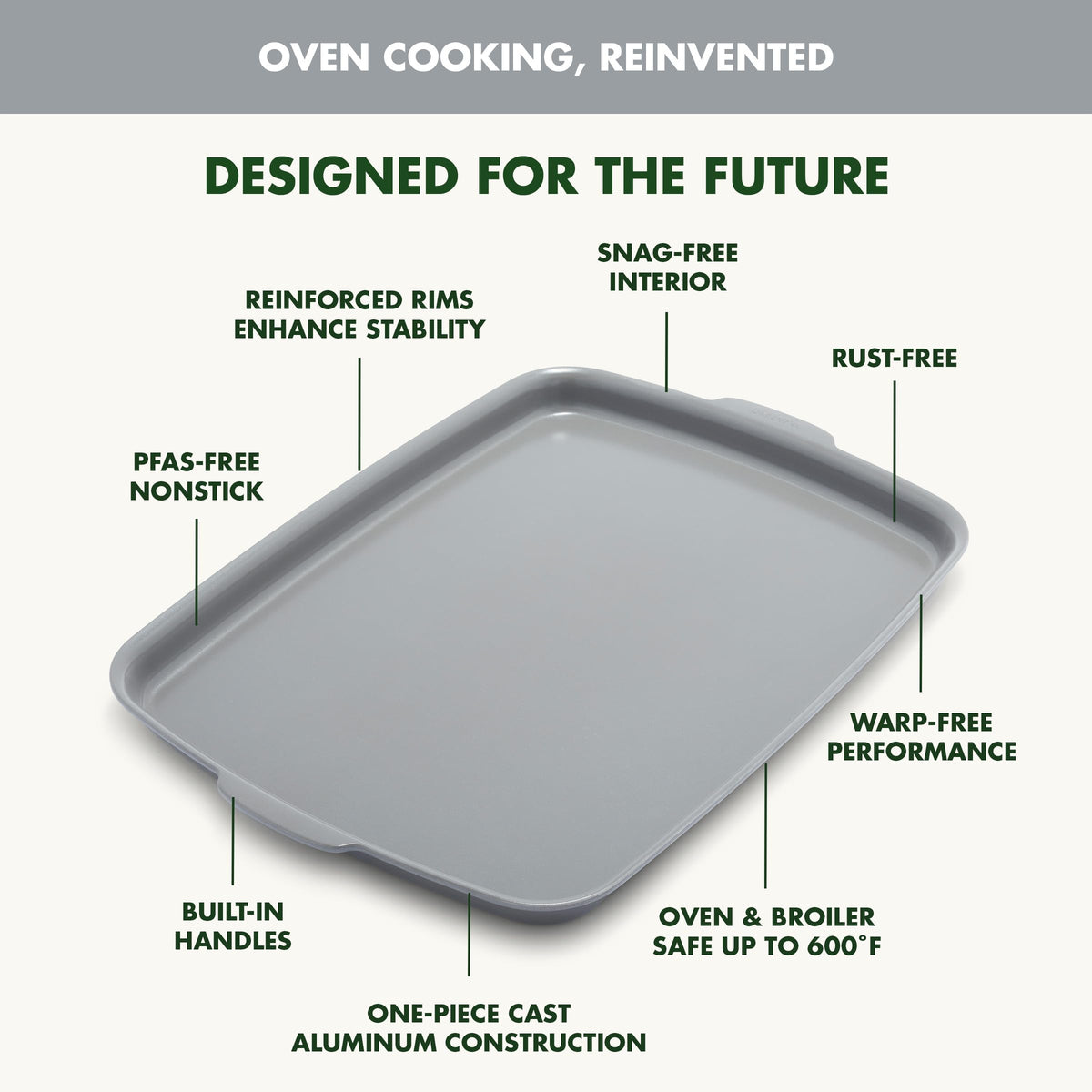 Premiere Ovenware Healthy Ceramic Nonstick 18" x 13" Half Rectangular Baking Pan
