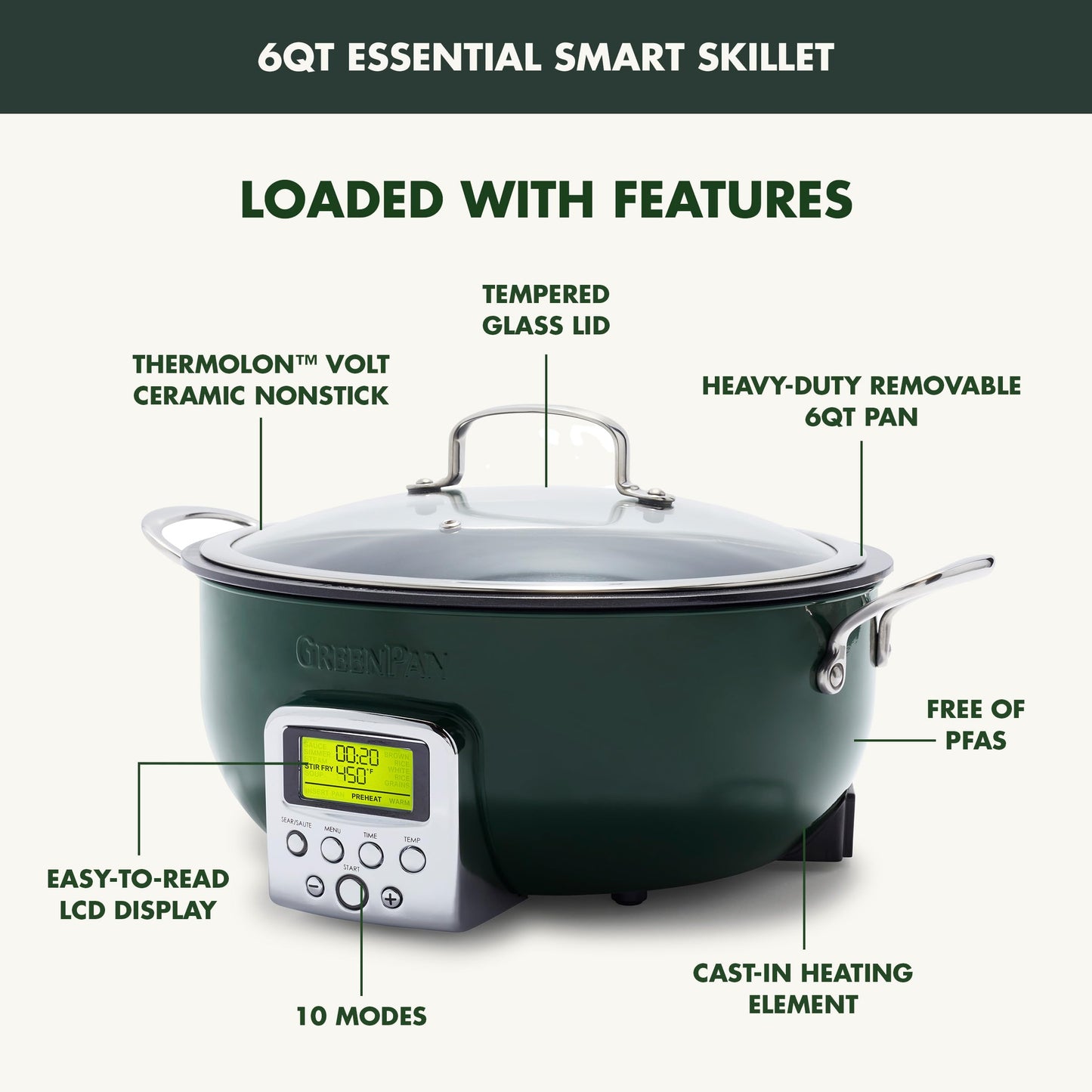 Elite Essential Smart Electric 6QT Skillet Pot (6 Quarts / Ponderosa Pine)
