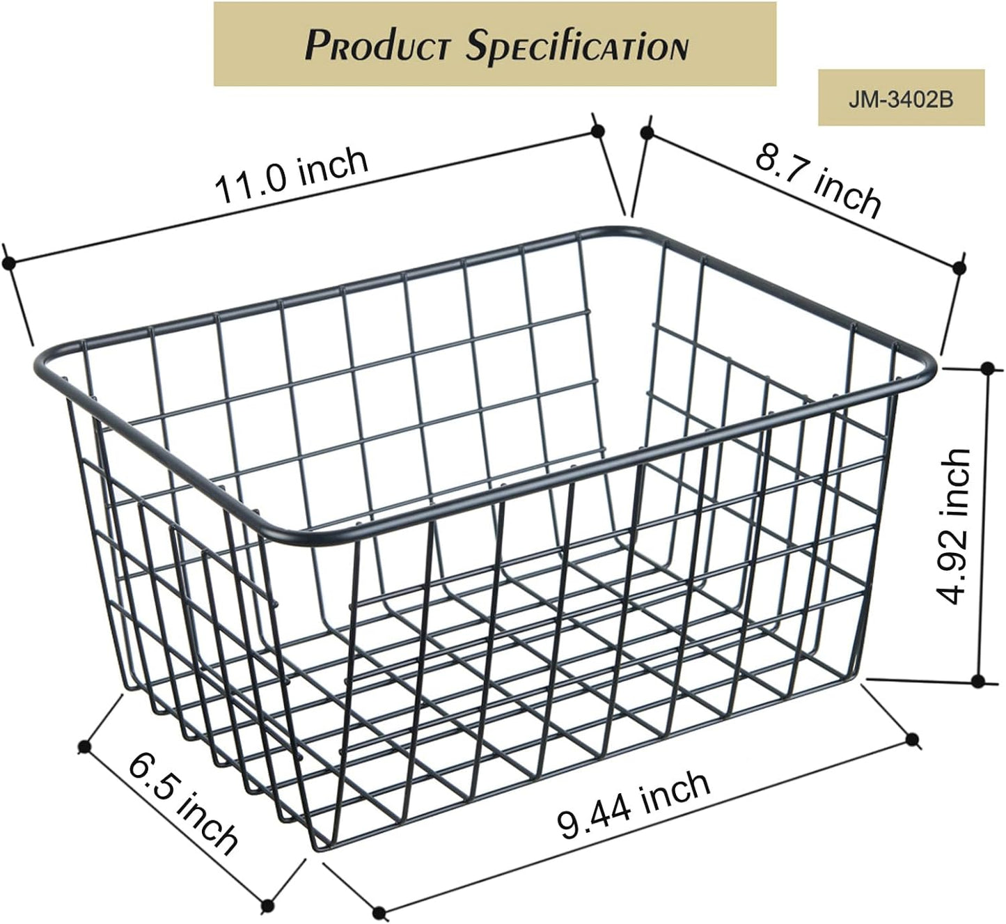 Wire Kitchen Storage Basket 4 Packs,Perfect Pantry Organization Accessories Basket,Laundry Basket,Countertop Organization,Suitable for Kitchen,Bathroom,Bedroom,Tabletop,Stackable,Brown
