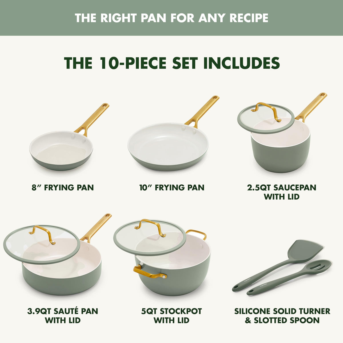 Nonstick Reserve Pro 10 Piece Cookware Set (Moss Green / 10 Piece Cookware Set)